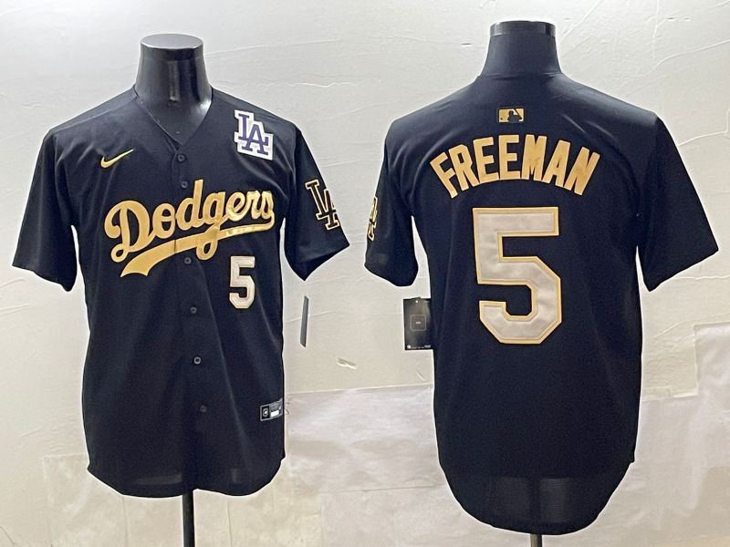 Men Los Angeles Dodgers #5 Freeman Black Gold Nike 2025 MLB Jersey style 42513